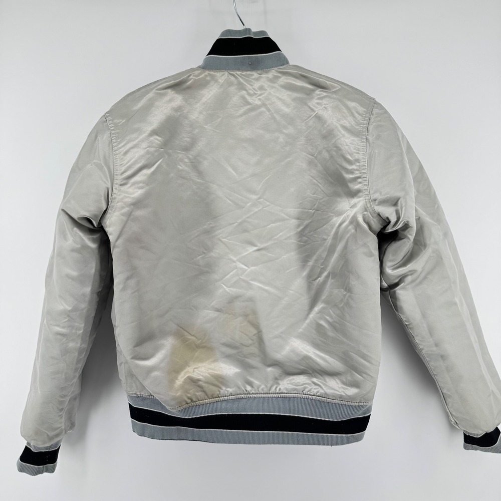 VTG 80's Starter Raiders Satin Jacket Small Reversible Bomber NFL Spellout - Picture 10 of 14